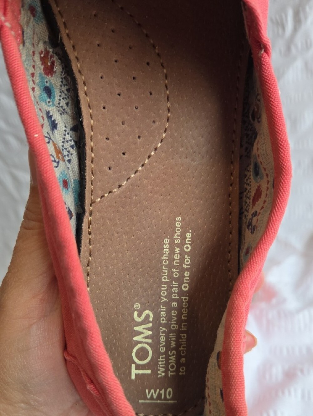 TOMS Classic Canvas Alpargata Slip-Ons Coral Pink Women's Size 10 - Picture 10 of 11